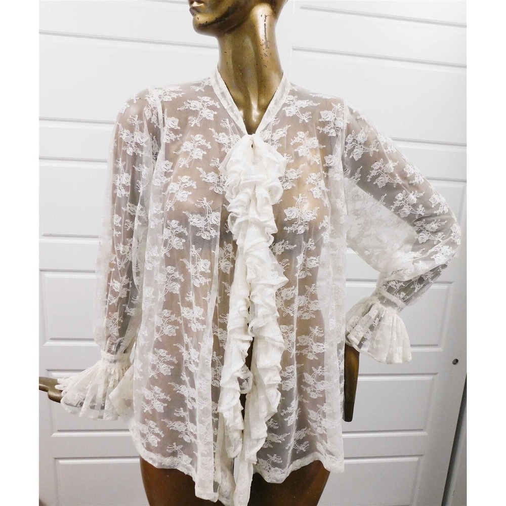 Betsey Johnson Vintage Floral Lace Ruffle Cover Up sz M
